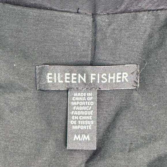 Eileen Fisher Nylon Blend Lightweight All Weather Jacket Black Buttons Size Med - Picture 4 of 9